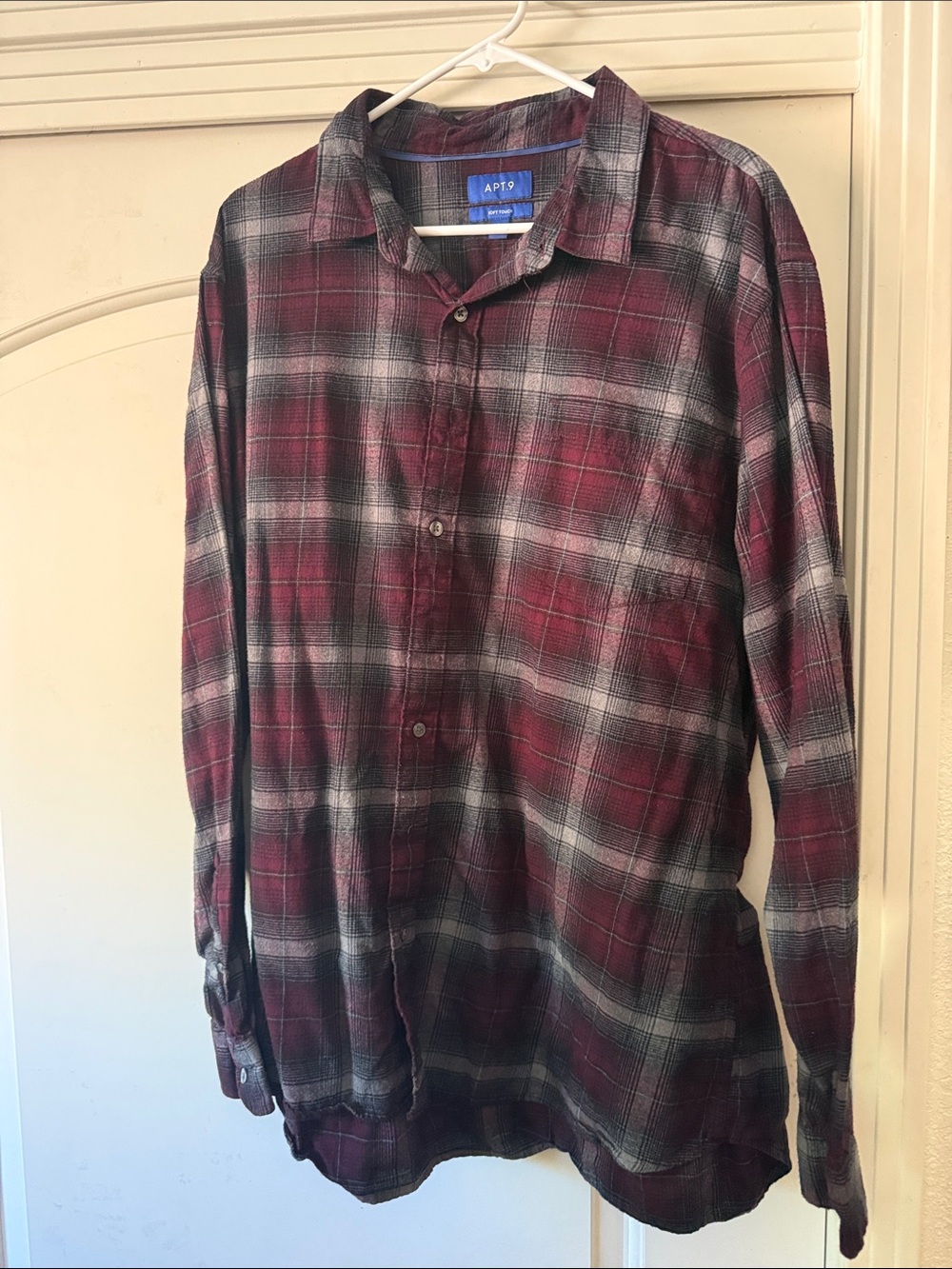 Apt. 9 Men's Burgundy and Gray Plaid Button-Down Shirt